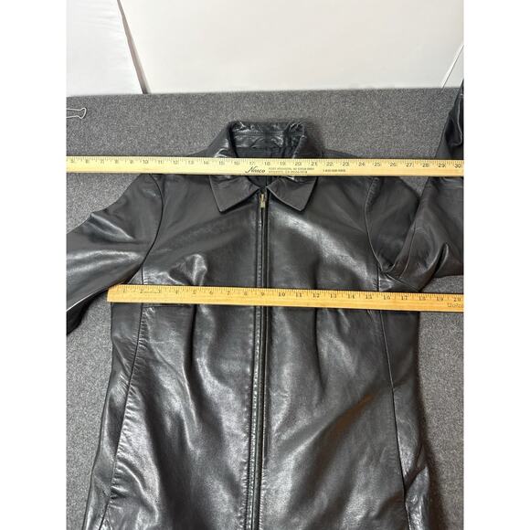 HUGO Boss Black Lamb Leather Zip Jacket Women’s Small Soft Moto Minimalist - Picture 7 of 8